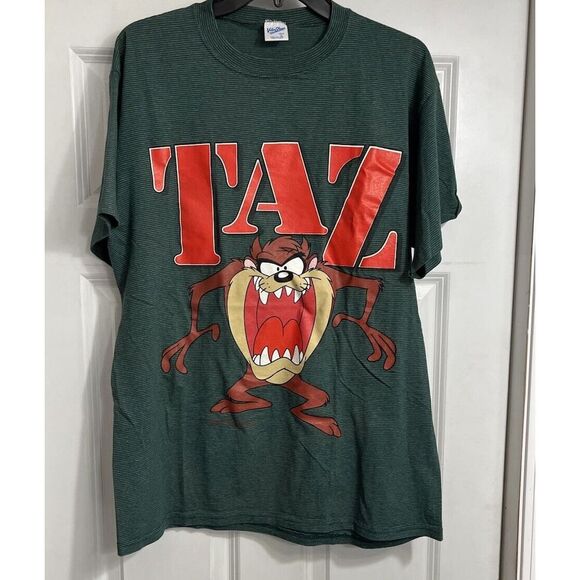 Vtg 90s‎ Velva Sheen Tasmanian Devil Shirt Mens Large USA Made Green - Picture 1 of 9